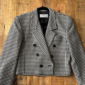 Vintage Houndstooth Cropped Blazer